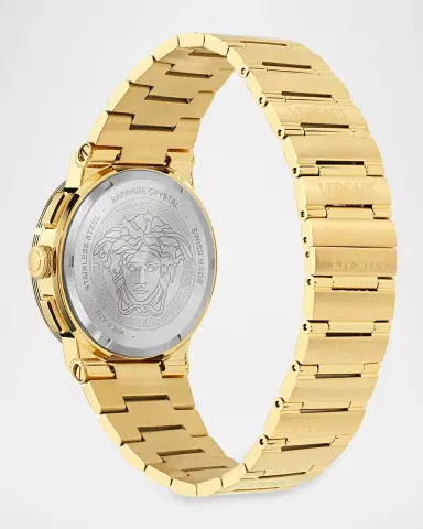 Versace Men's Greca Logo Chrono 40mm IP Yellow Gold Bracelet Watch | Thumbnail 4 Versace Men's Greca Logo Chrono 40mm IP Yellow Gold Bracelet Watch | Thumbnail 4