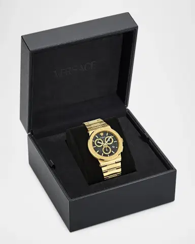 Versace Men's Greca Logo Chrono 40mm IP Yellow Gold Bracelet Watch | Thumbnail 5 Versace Men's Greca Logo Chrono 40mm IP Yellow Gold Bracelet Watch | Thumbnail 5