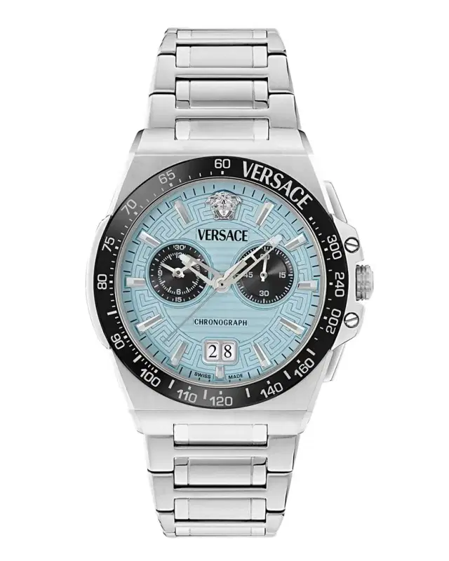 Versace Men's Greca Reaction Chronograph 43mm Stainless Steel Bracelet Watch