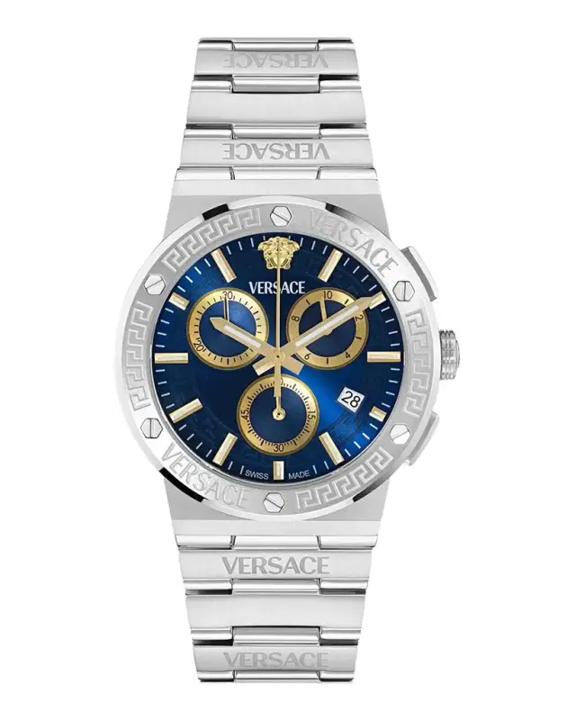 Versace Men's Greca Logo Chrono 40mm Stainless Steel Bracelet Watch