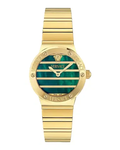 Versace Greca Logo Pearl 33mm IP Yellow Gold Bracelet Watch | Thumbnail 1