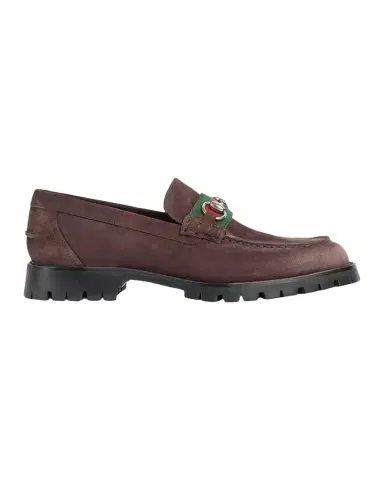 Gucci Men's Sylke Suede and Web Bit Loafers | Thumbnail 1
