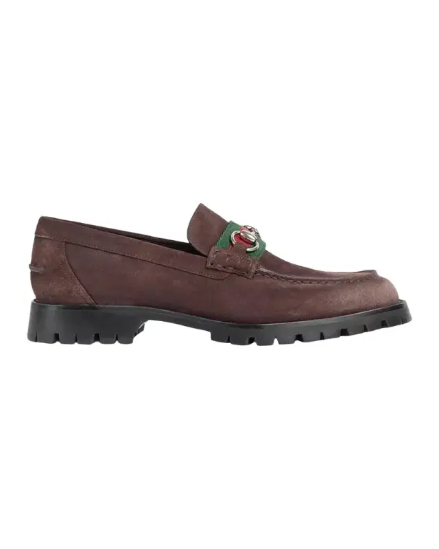 Gucci Men's Sylke Suede and Web Bit Loafers