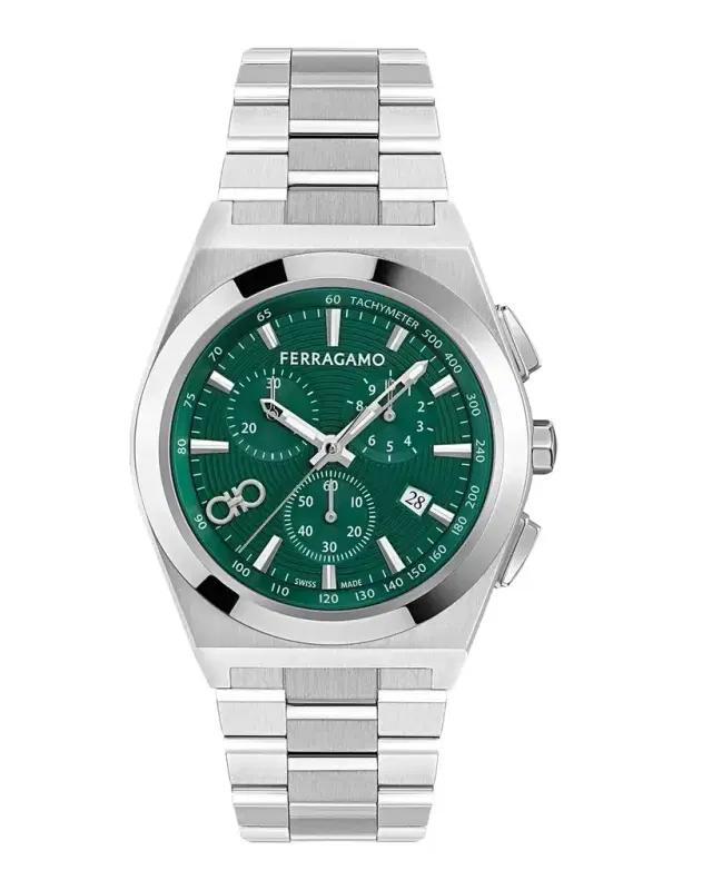 Ferragamo Men's Vega Upper East Chrono 42mm Stainless Steel Bracelet Watch
