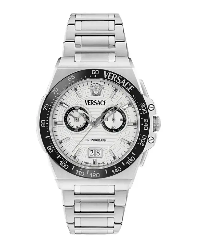 Versace Men's Greca Reaction Chronograph 43mm Stainless Steel Bracelet Watch