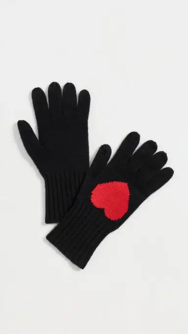 Carolina Amato Cashmere Blend Heart Gloves | Thumbnail 2