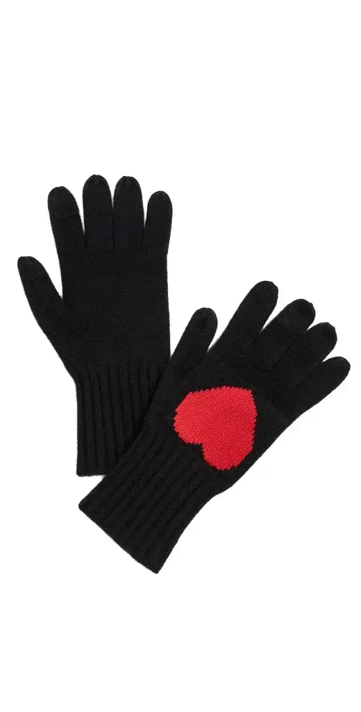 Carolina Amato Cashmere Blend Heart Gloves