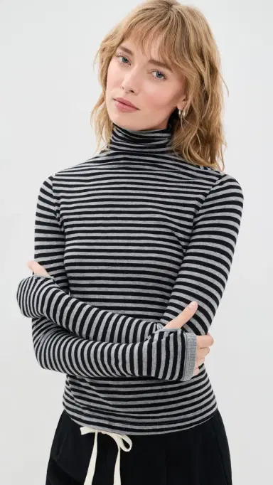 ENZA COSTA New Classic Striped Turtleneck Top | Thumbnail 2 ENZA COSTA New Classic Striped Turtleneck Top | Thumbnail 2