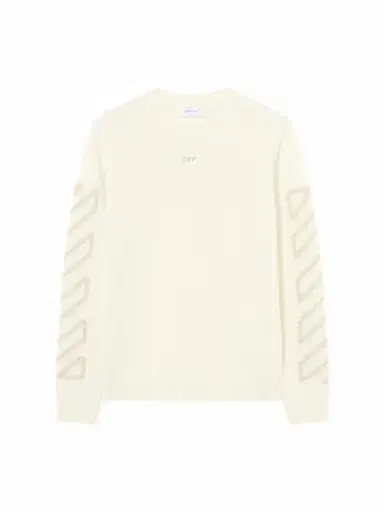 Off-White Diagonal Arrow Fuzzy Knit Crewneck | Thumbnail 1