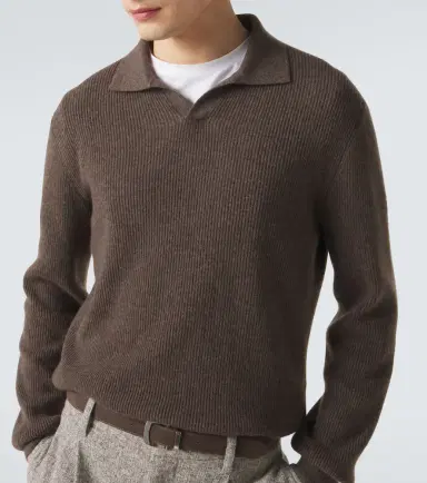 AGNONA Ribbed-knit cashmere polo sweater | Thumbnail 2
