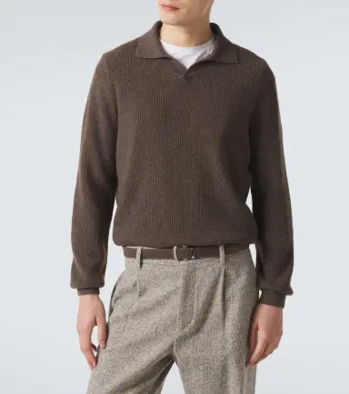 AGNONA Ribbed-knit cashmere polo sweater | Thumbnail 3