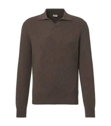 AGNONA Ribbed-knit cashmere polo sweater | Thumbnail 1