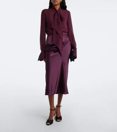 Nina Ricci Silk-blend midi skirt | Thumbnail 3