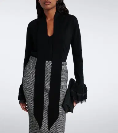 Nina Ricci Lace-trimmed wool-blend top | Thumbnail 2