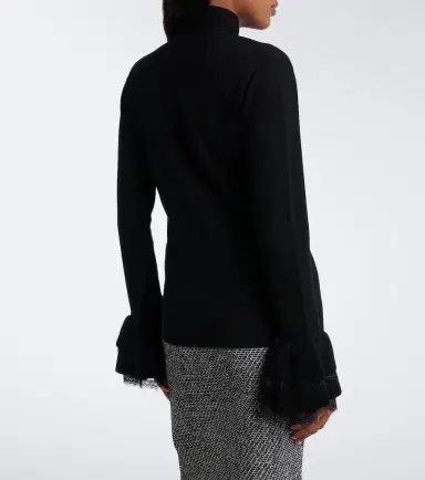 Nina Ricci Lace-trimmed wool-blend top | Thumbnail 3