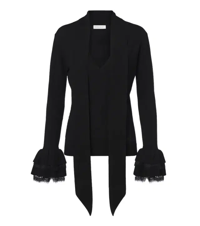 Lace-trimmed wool-blend top