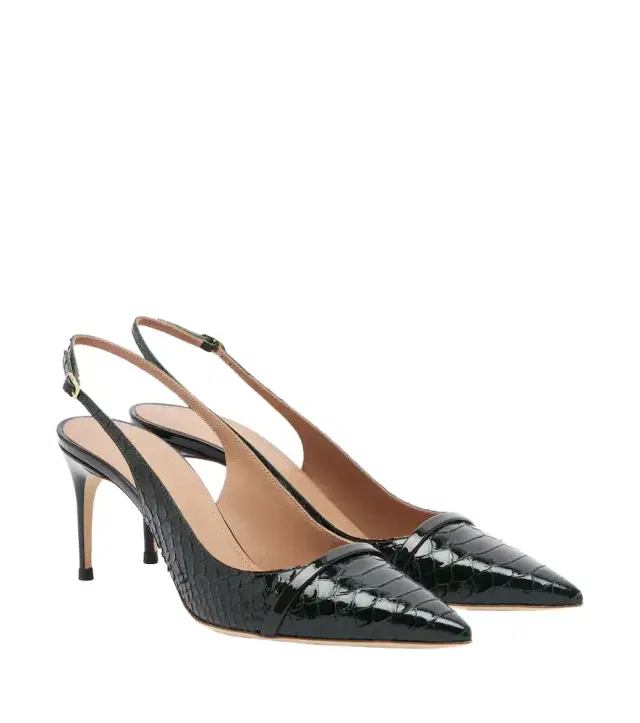Malone Souliers Schiffer patent leather slingback pumps