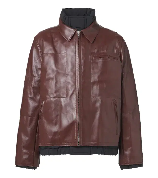 Sacai Layered leather down jacket