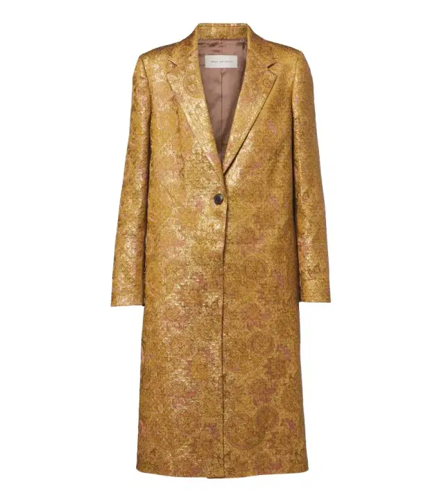 Dries Van Noten Jacquard linen, cotton, and silk-blend coat