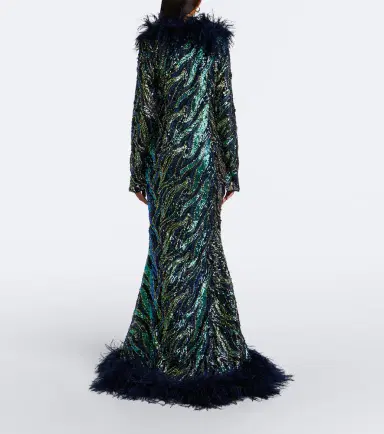 Taller Marmo Hollywood Disco feather-trimmed gown | Thumbnail 2