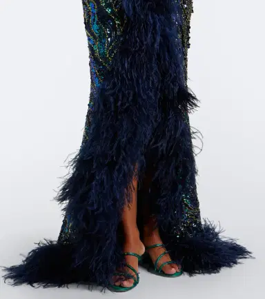 Taller Marmo Hollywood Disco feather-trimmed gown | Thumbnail 5
