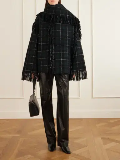 TOTEME Fringed Checked Wool-blend Jacket | Thumbnail 2