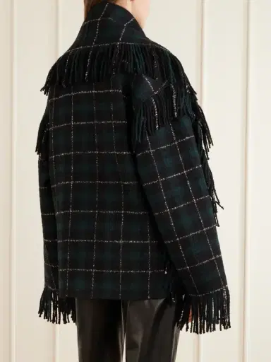 TOTEME Fringed Checked Wool-blend Jacket | Thumbnail 4