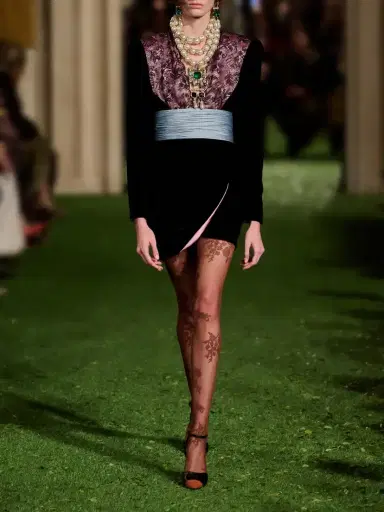 Valentino Garavani Lace-trimmed Cotton-velvet Mini Dress | Thumbnail 5 Valentino Garavani Lace-trimmed Cotton-velvet Mini Dress | Thumbnail 5
