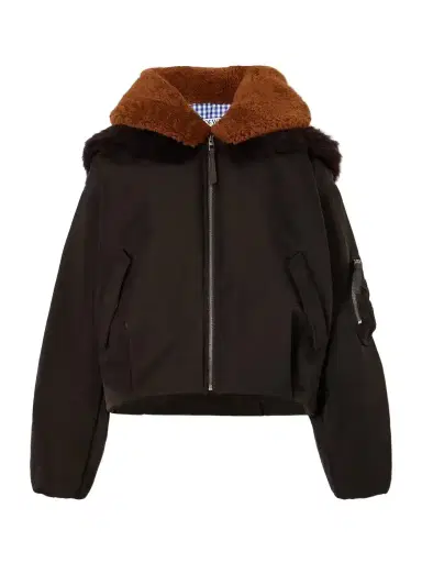 Loewe Shearling-trimmed Shell Bomber Jacket | Thumbnail 1 Loewe Shearling-trimmed Shell Bomber Jacket | Thumbnail 1