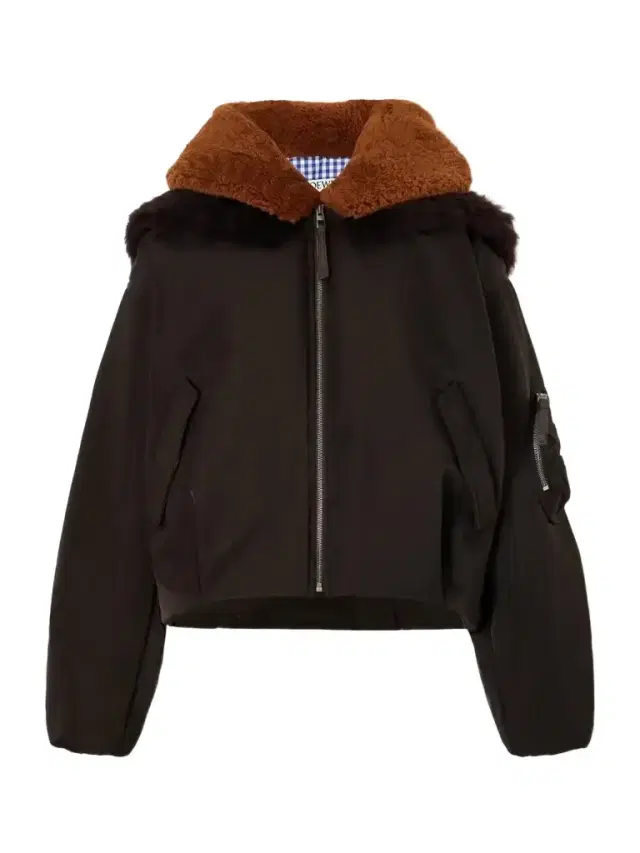 Shearling-trimmed Shell Bomber Jacket