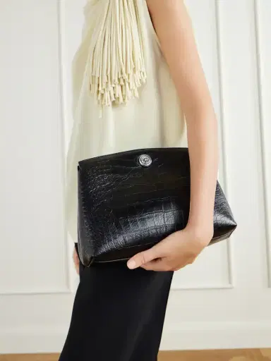 Liffner Pushlock Crocodile-effect Leather Clutch | Thumbnail 2