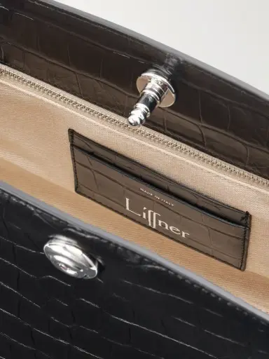 Liffner Pushlock Crocodile-effect Leather Clutch | Thumbnail 6