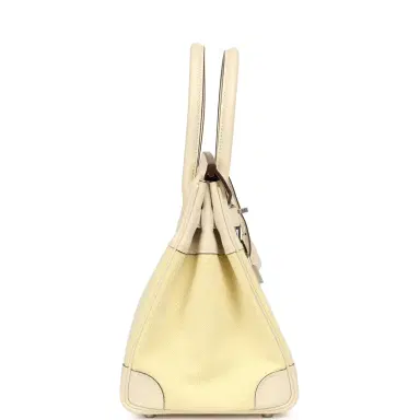 HERMÈS Hermes Birkin 30 Nata Swift and Jaune Poussin Toile H Canvas Palladium Hardware | Thumbnail 3 HERMÈS Hermes Birkin 30 Nata Swift and Jaune Poussin Toile H Canvas Palladium Hardware | Thumbnail 3