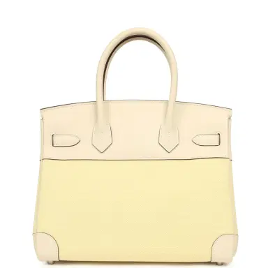 HERMÈS Hermes Birkin 30 Nata Swift and Jaune Poussin Toile H Canvas Palladium Hardware | Thumbnail 4 HERMÈS Hermes Birkin 30 Nata Swift and Jaune Poussin Toile H Canvas Palladium Hardware | Thumbnail 4