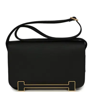 HERMÈS Hermes Geta Slim Bag Black Epsom Gold Hardware | Thumbnail 4