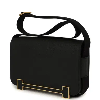 HERMÈS Hermes Geta Slim Bag Black Epsom Gold Hardware | Thumbnail 5