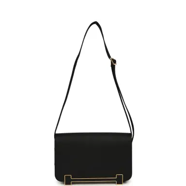 HERMÈS Hermes Geta Slim Bag Black Epsom Gold Hardware | Thumbnail 7