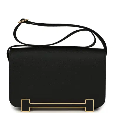HERMÈS Hermes Geta Slim Bag Black Epsom Gold Hardware | Thumbnail 1