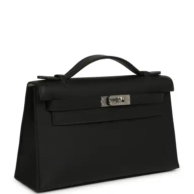 HERMÈS Hermes Special Order (HSS) Kelly Pochette Black Verso Swift Palladium Hardware | Thumbnail 2 HERMÈS Hermes Special Order (HSS) Kelly Pochette Black Verso Swift Palladium Hardware | Thumbnail 2