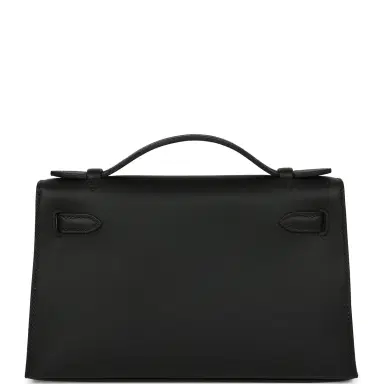 HERMÈS Hermes Special Order (HSS) Kelly Pochette Black Verso Swift Palladium Hardware | Thumbnail 4 HERMÈS Hermes Special Order (HSS) Kelly Pochette Black Verso Swift Palladium Hardware | Thumbnail 4