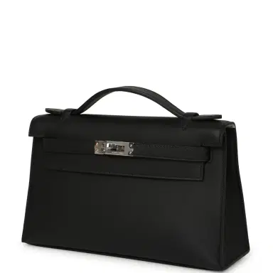 HERMÈS Hermes Special Order (HSS) Kelly Pochette Black Verso Swift Palladium Hardware | Thumbnail 5 HERMÈS Hermes Special Order (HSS) Kelly Pochette Black Verso Swift Palladium Hardware | Thumbnail 5