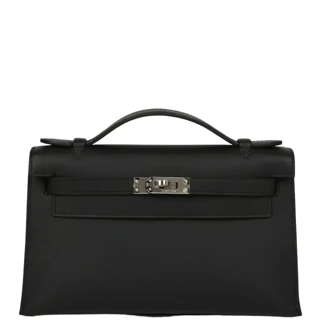 HERMÈS Hermes Special Order (HSS) Kelly Pochette Black Verso Swift Palladium Hardware