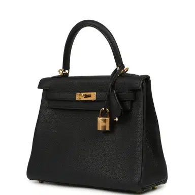 HERMÈS Pre-owned Hermes Kelly Retourne 25 Black Togo Gold Hardware | Thumbnail 5