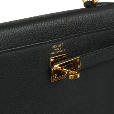 HERMÈS Pre-owned Hermes Kelly Retourne 25 Black Togo Gold Hardware | Thumbnail 7