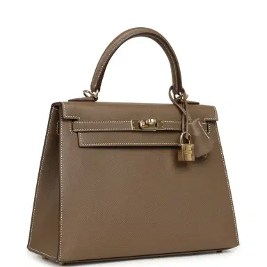 HERMÈS Pre-owned Hermes Kelly Sellier 25 Etoupe Verso Madame Permabrass Hardware | Thumbnail 2