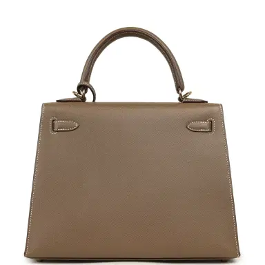 HERMÈS Pre-owned Hermes Kelly Sellier 25 Etoupe Verso Madame Permabrass Hardware | Thumbnail 4