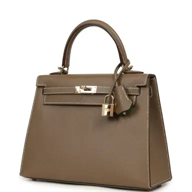 HERMÈS Pre-owned Hermes Kelly Sellier 25 Etoupe Verso Madame Permabrass Hardware | Thumbnail 5