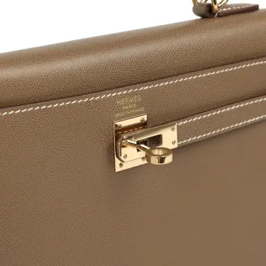 HERMÈS Pre-owned Hermes Kelly Sellier 25 Etoupe Verso Madame Permabrass Hardware | Thumbnail 7