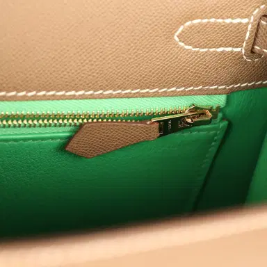 HERMÈS Pre-owned Hermes Kelly Sellier 25 Etoupe Verso Madame Permabrass Hardware | Thumbnail 9