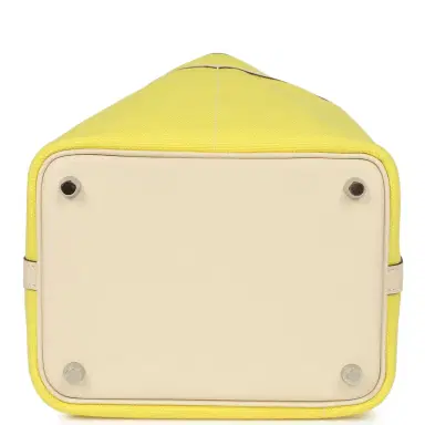 HERMÈS Pre-owned Hermes Picotin Cargo 18 Jaune Citron and Nata Swift and Toile Canvas Palladium Hardware | Thumbnail 6